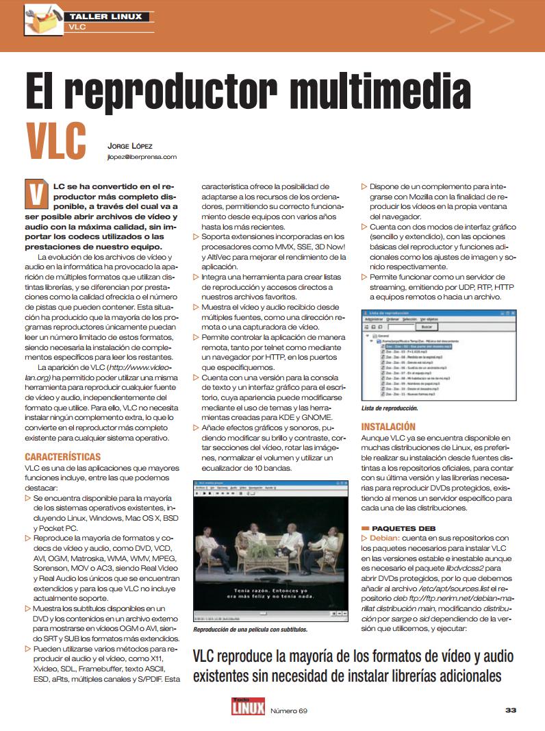 Imágen de pdf Taller Linux - El reproductor multimedia VLC
